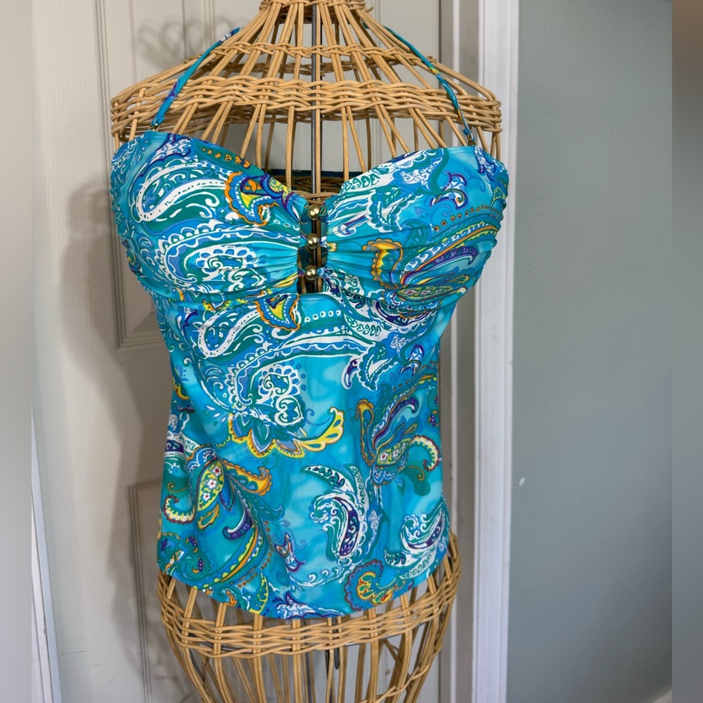 Lauren Ralph Lauren Turquoise Paisley Bikini Top
